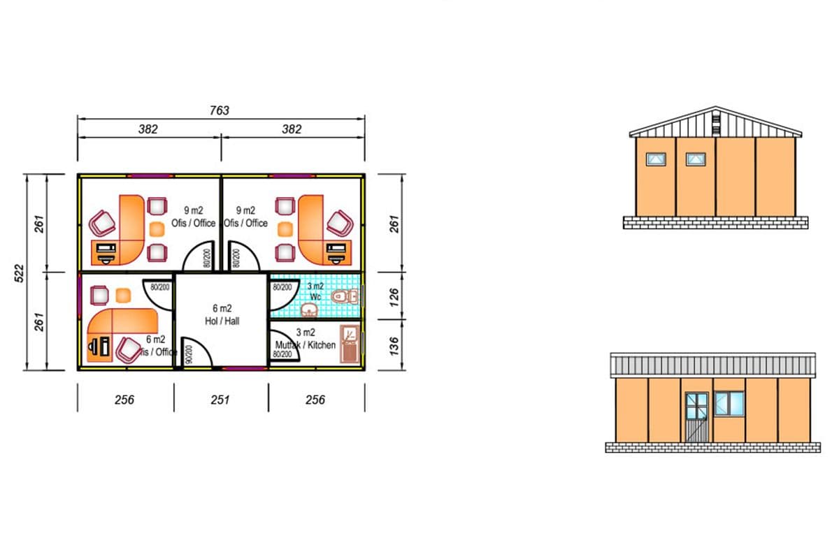 40 m² Prefabrik Ofis