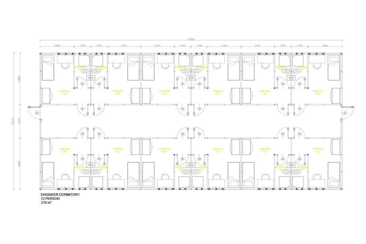 232 m² Prefabrik Yatakhane