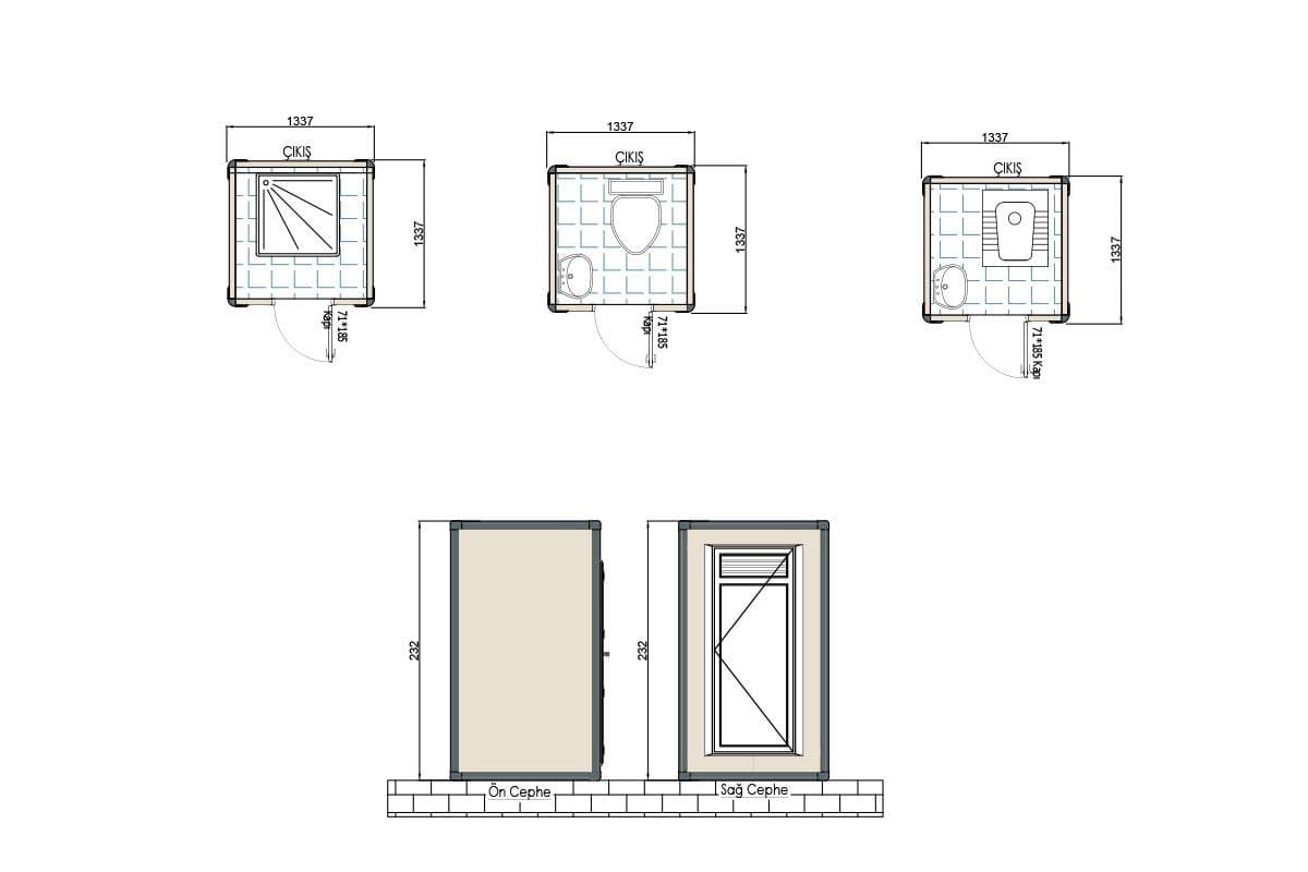 Panel Kabin WC Duş 135x135cm