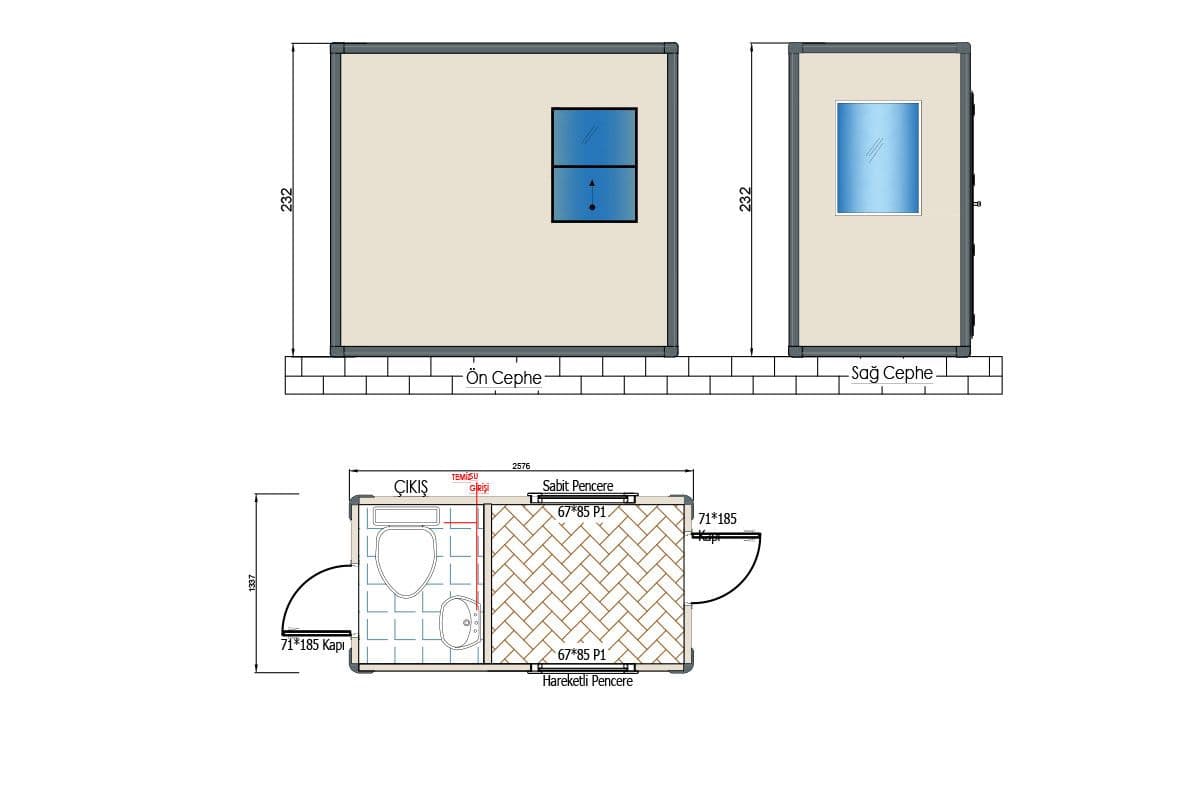 Panel Kabin WC Duş 135x260cm