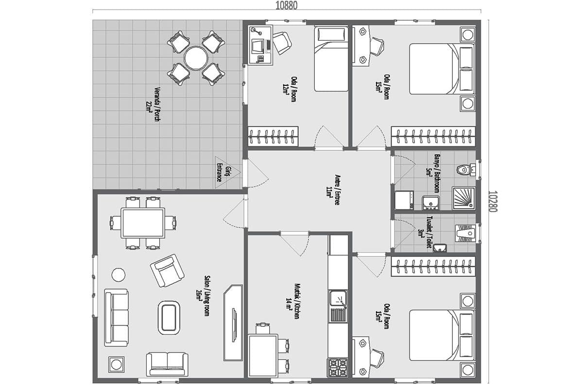 118 m² Çelik Ev 4+1