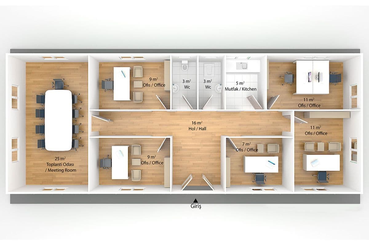 106 m² Prefabrik Ofis