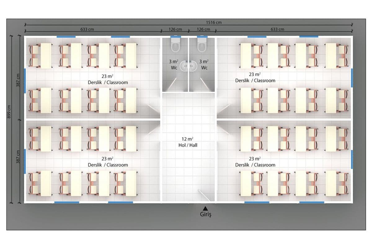 117 m² Prefabrik Okul