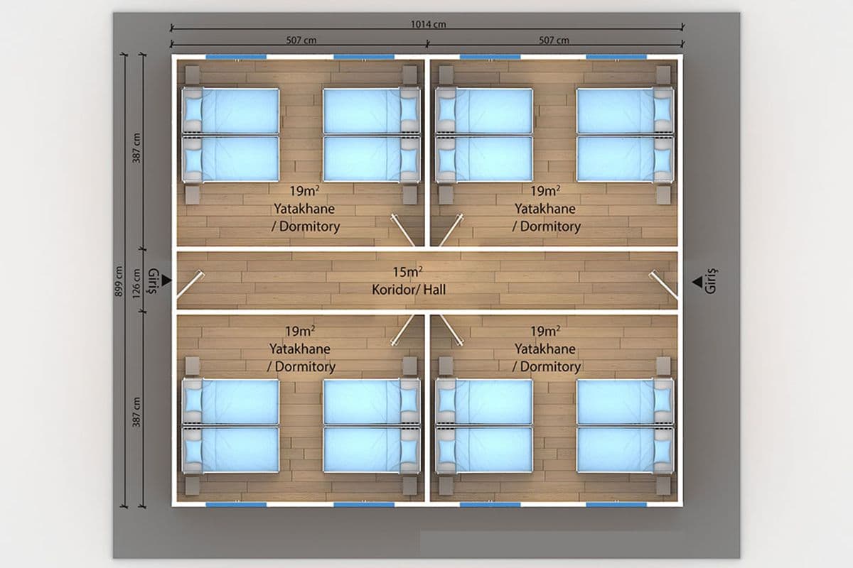 91 m² Prefabrik Yatakhane