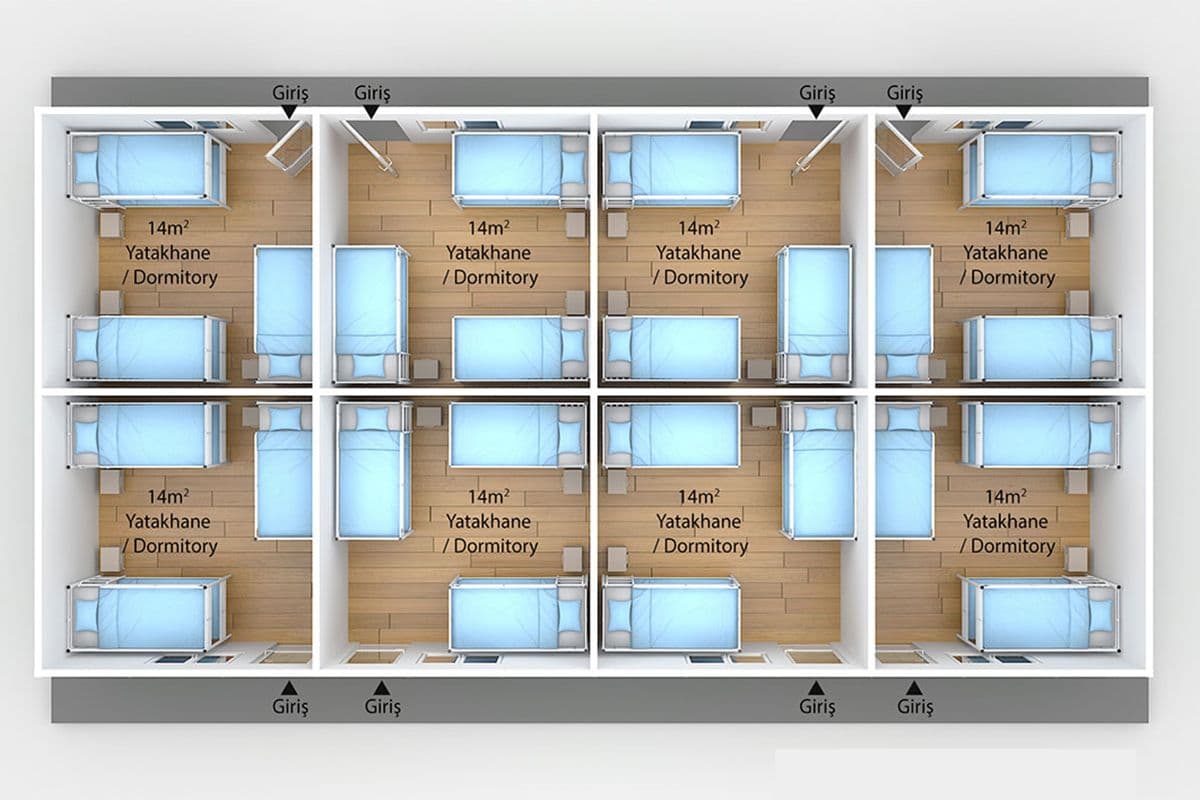 117 m² Prefabrik Yatakhane