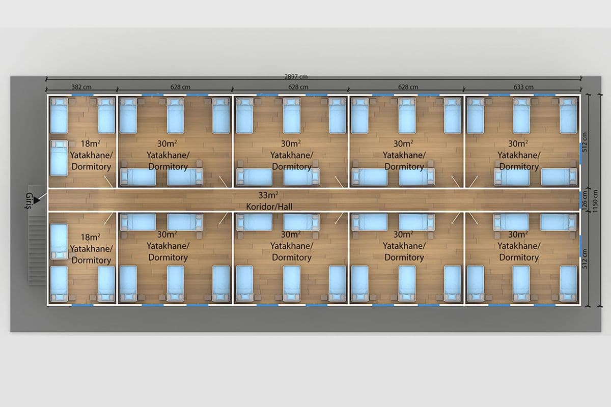 662 m² Prefabrik Yatakhane
